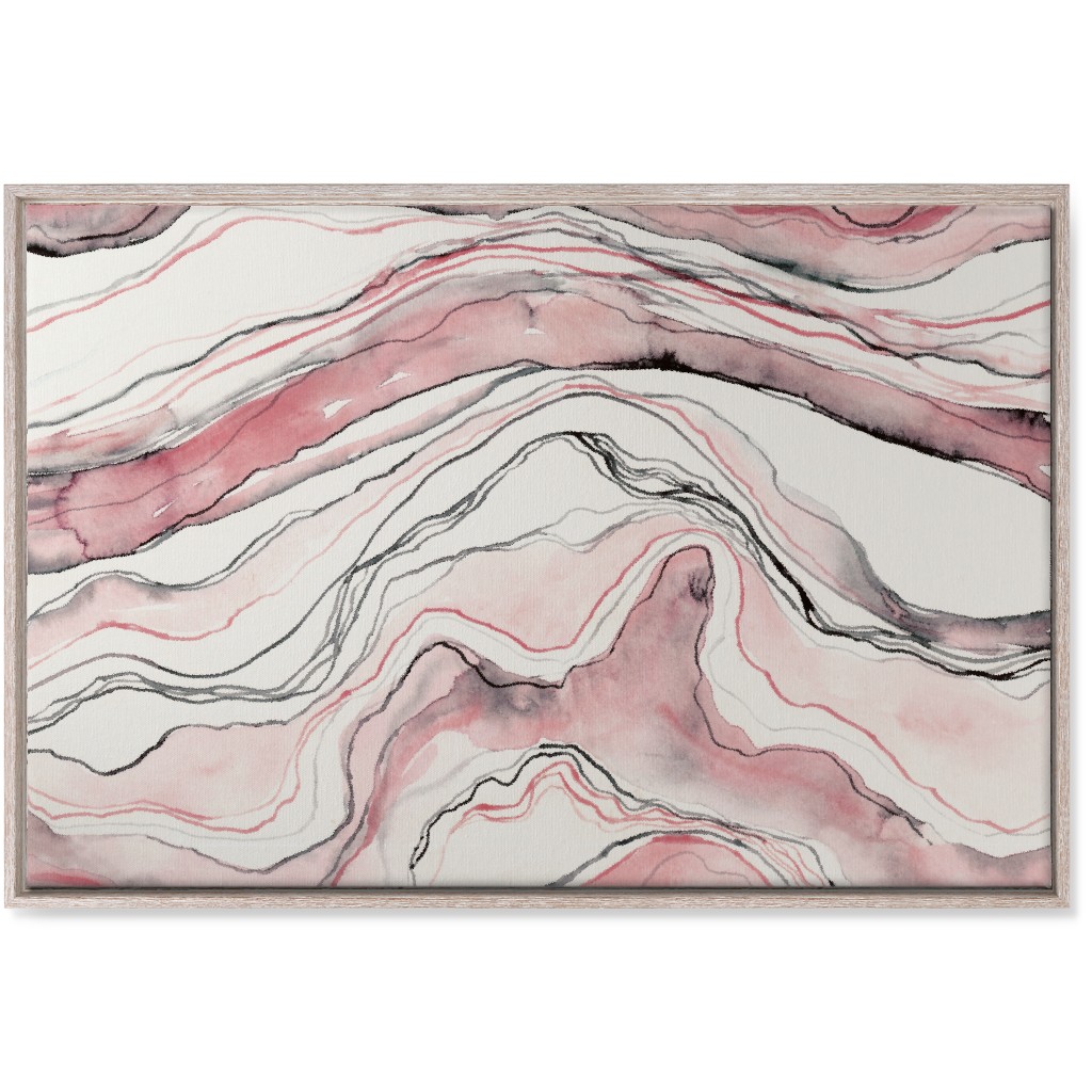 Marbled Watercolor Stone - Pink Wall Art, Rustic, Single piece, Canvas, 24x36, Pink