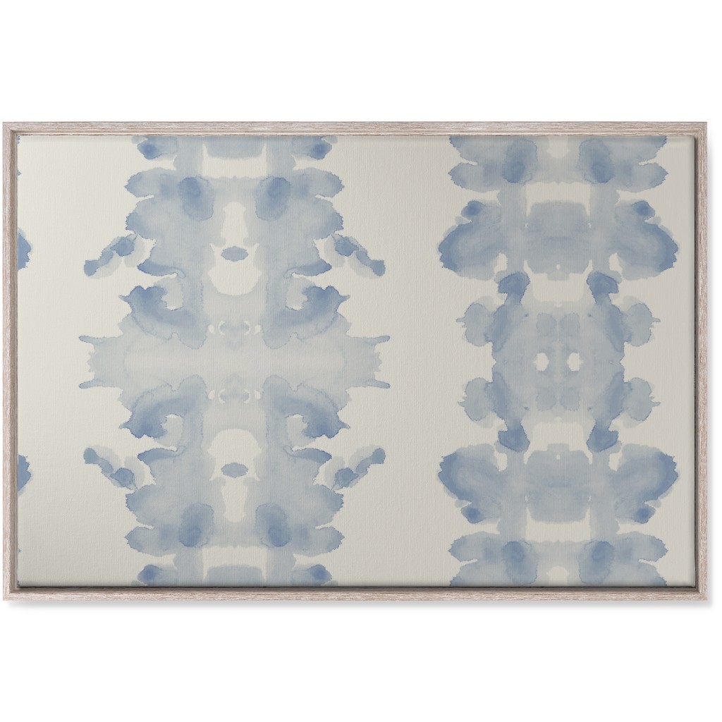 Double Inkblot - Light Blue and Cream Wall Art, Rustic, Single piece, Canvas, 24x36, Blue