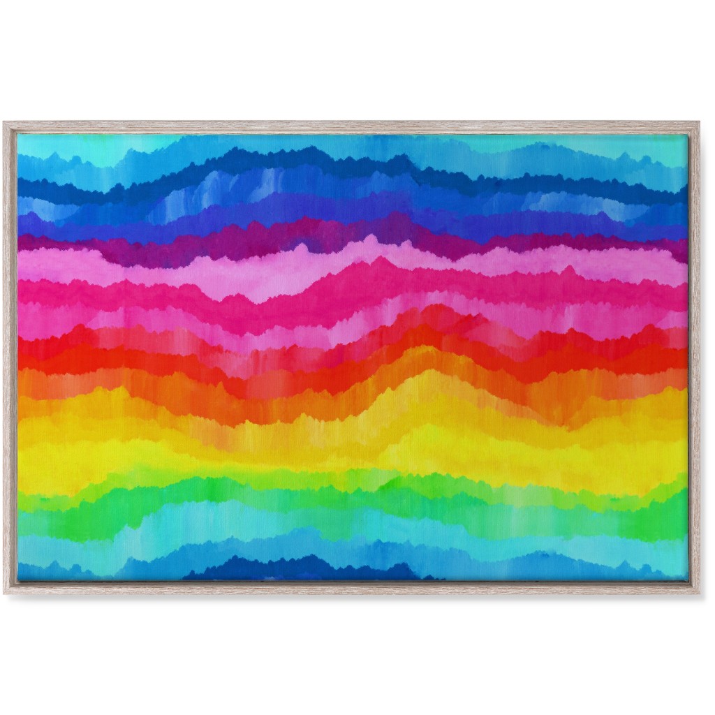 Rainbow Acrylic Waves Wall Art, Rustic, Single piece, Canvas, 24x36, Multicolor