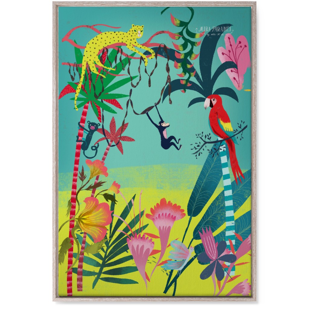 Jungle Animals & Botanical - Multi Wall Art, Rustic, Single piece, Canvas, 24x36, Multicolor