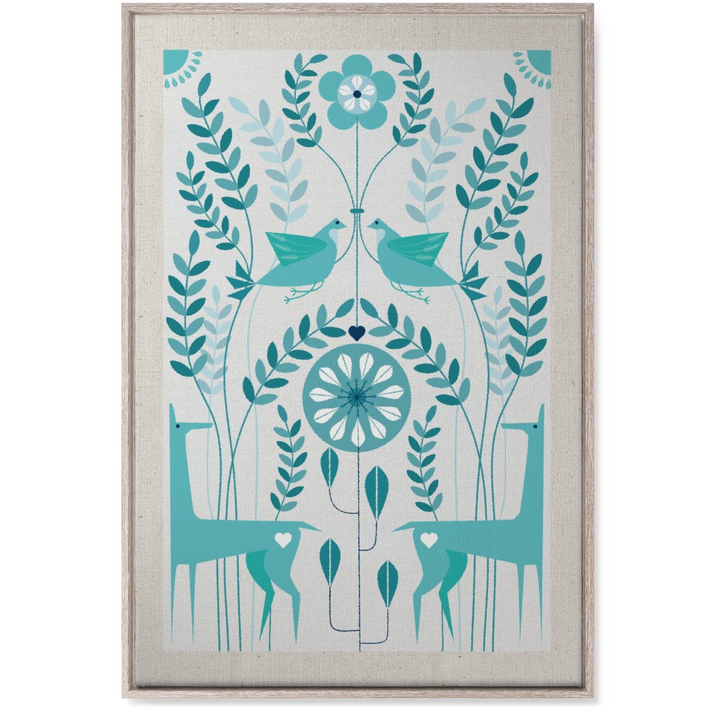 Peaceful Folk of the Forest Wall Art, Rustic, Single piece, Canvas, 24x36, Blue