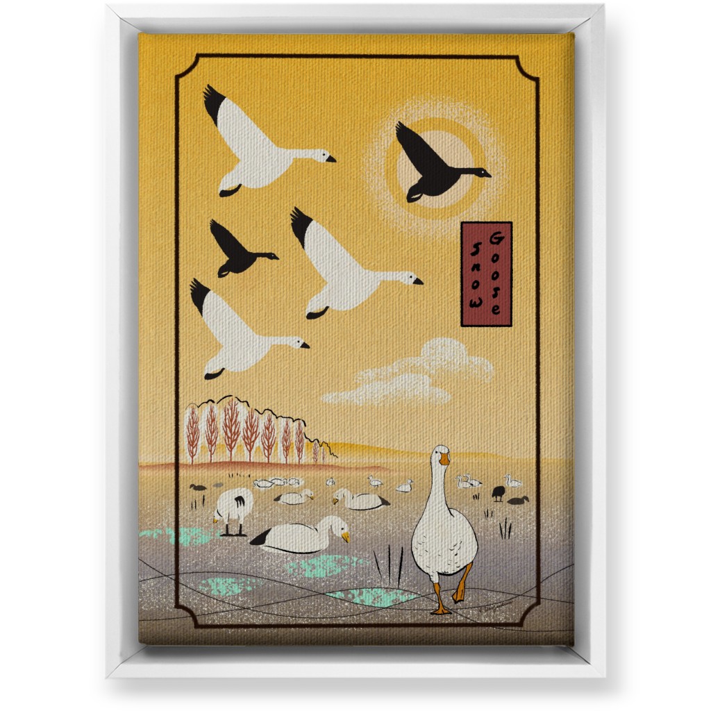 Snow Geese Wall Art, White, Single piece, Canvas, 10x14, Yellow, Eggyolk