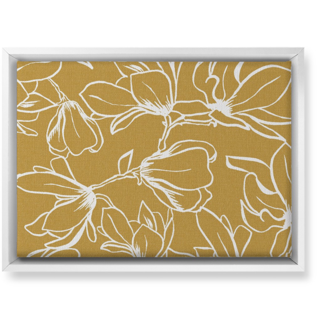 Magnolia Garden Wall Art, White, Single piece, Canvas, 10x14, Brown, Golden