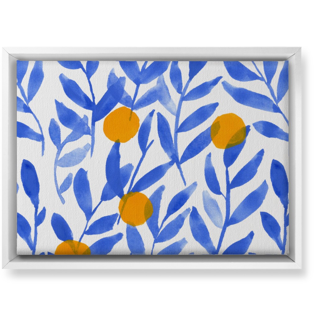 Modern Lemons Block - Blue and Orange Wall Art, White, Single piece, Canvas, 10x14, Blue