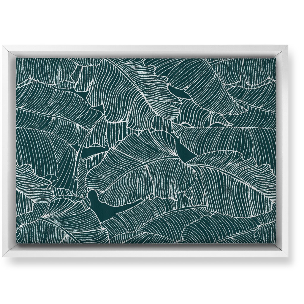 Banana Leaf - Teal Wall Art, White, Single piece, Canvas, 10x14, Green