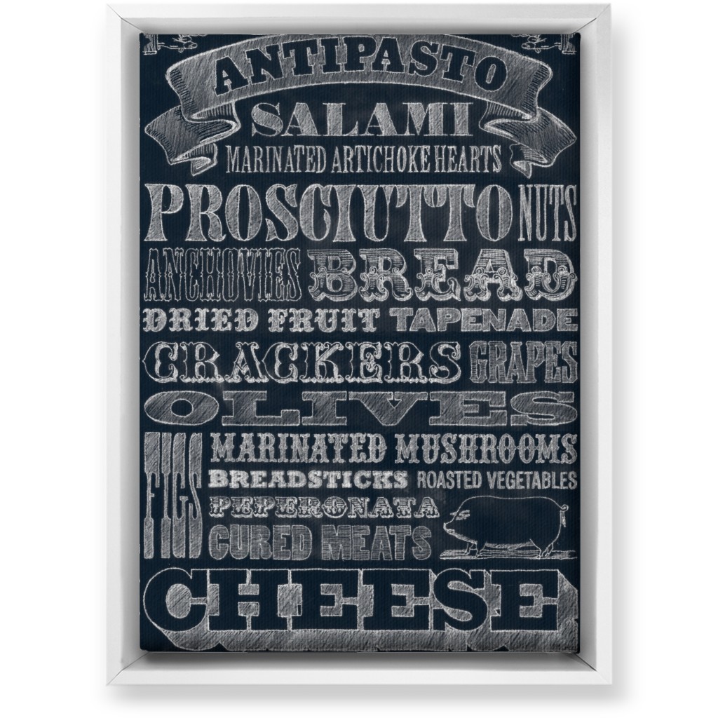 Antipasto - Black & White Wall Art, White, Single piece, Canvas, 10x14, Black