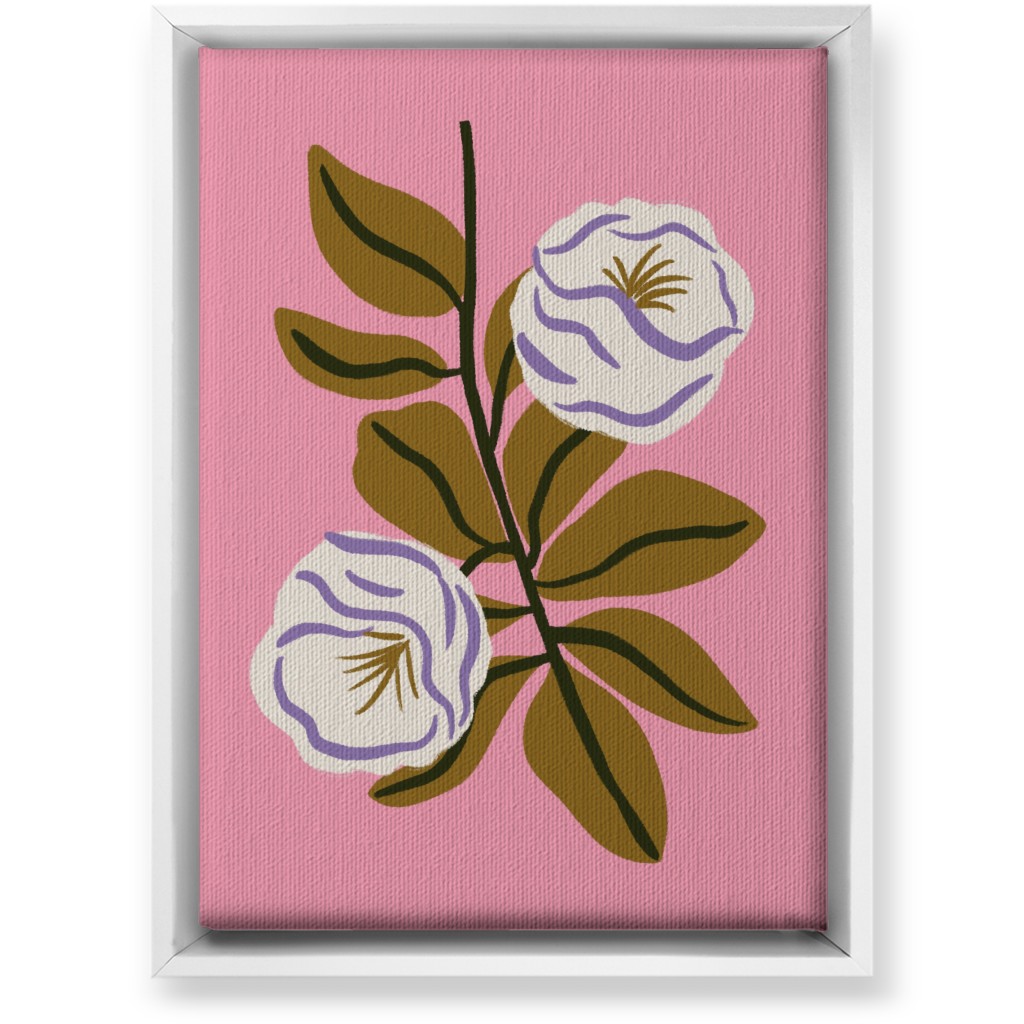 White Bulb Flower - Multi on Pink Wall Art, White, Single piece, Canvas, 10x14, Pink