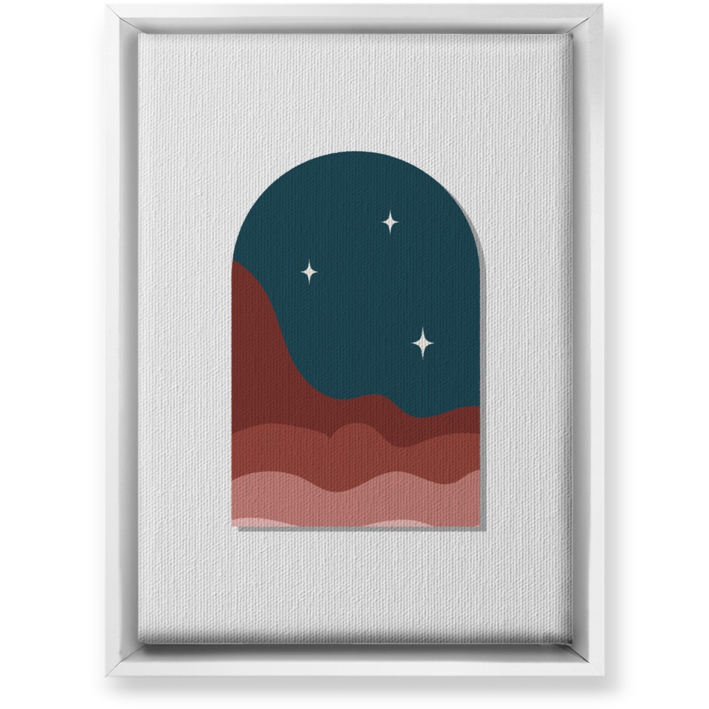 Abstract Landscapes in Windows Night Wall Art, White, Single piece, Canvas, 10x14, Multicolor, Slate Blue