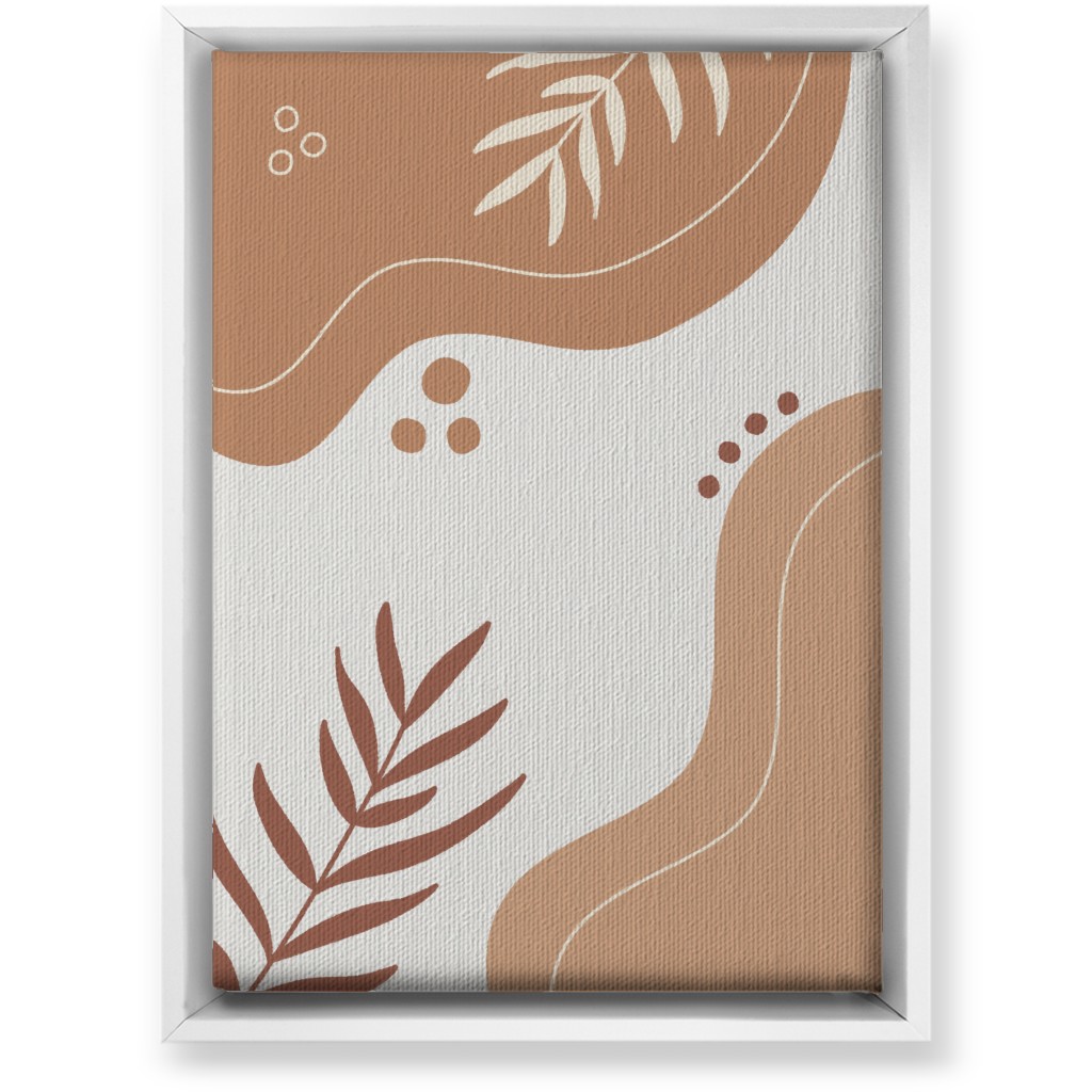Fern Leaves and Abstract Shapes - Neutral Wall Art, White, Single piece, Canvas, 10x14, Orange, Orange