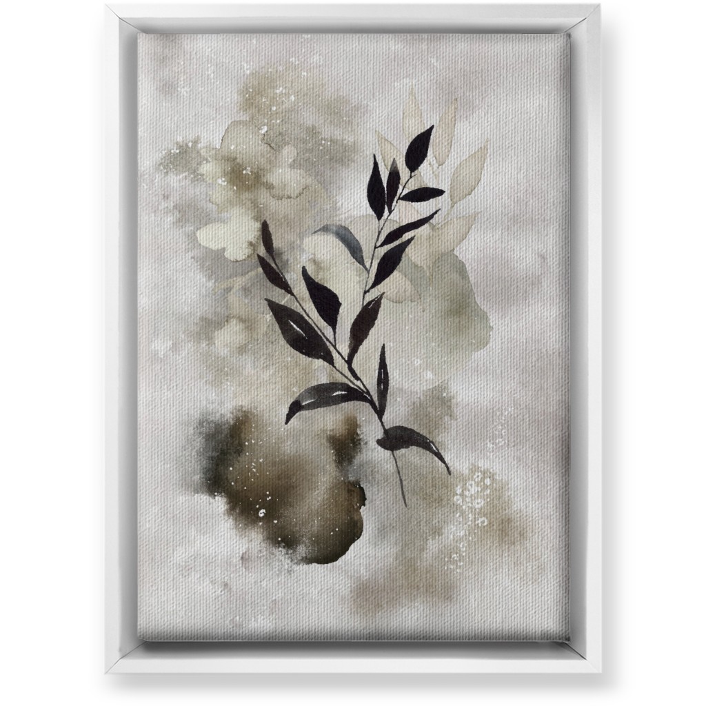 Watercolor Abstract Botanical Wall Art, White, Single piece, Canvas, 10x14, Gray