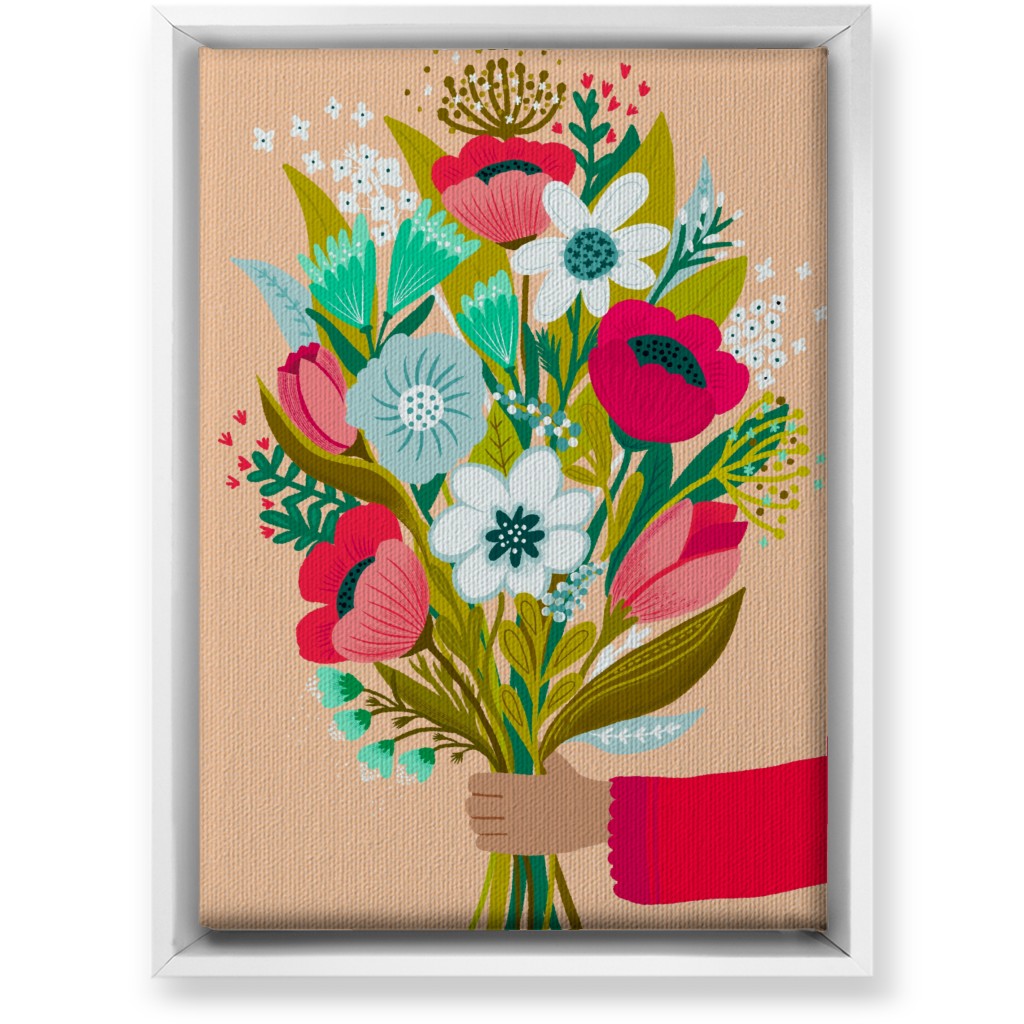 Happy Day Bunch - Multi on Pink Wall Art, White, Single piece, Canvas, 10x14, Multicolor