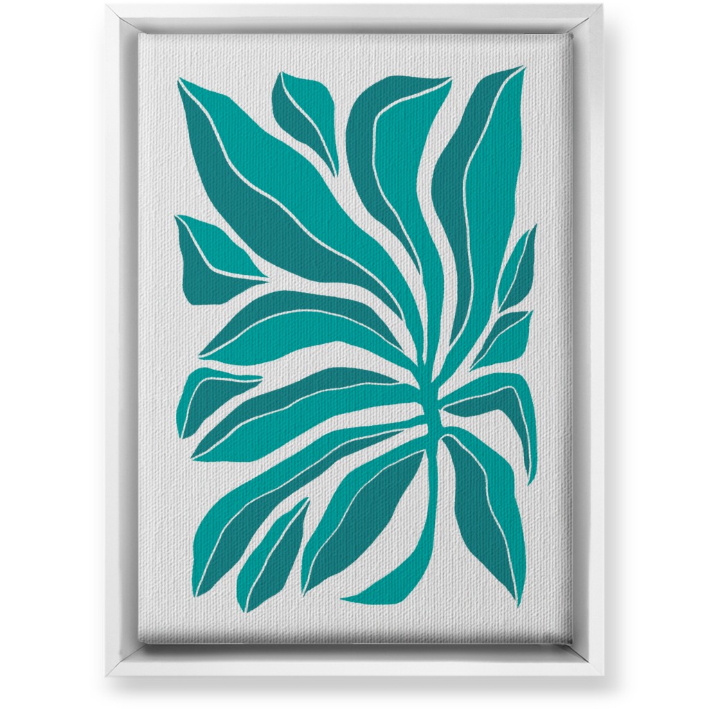 Minimalist Block Botanical Palm Leaves - Green Wall Art, White, Single piece, Canvas, 10x14, Green