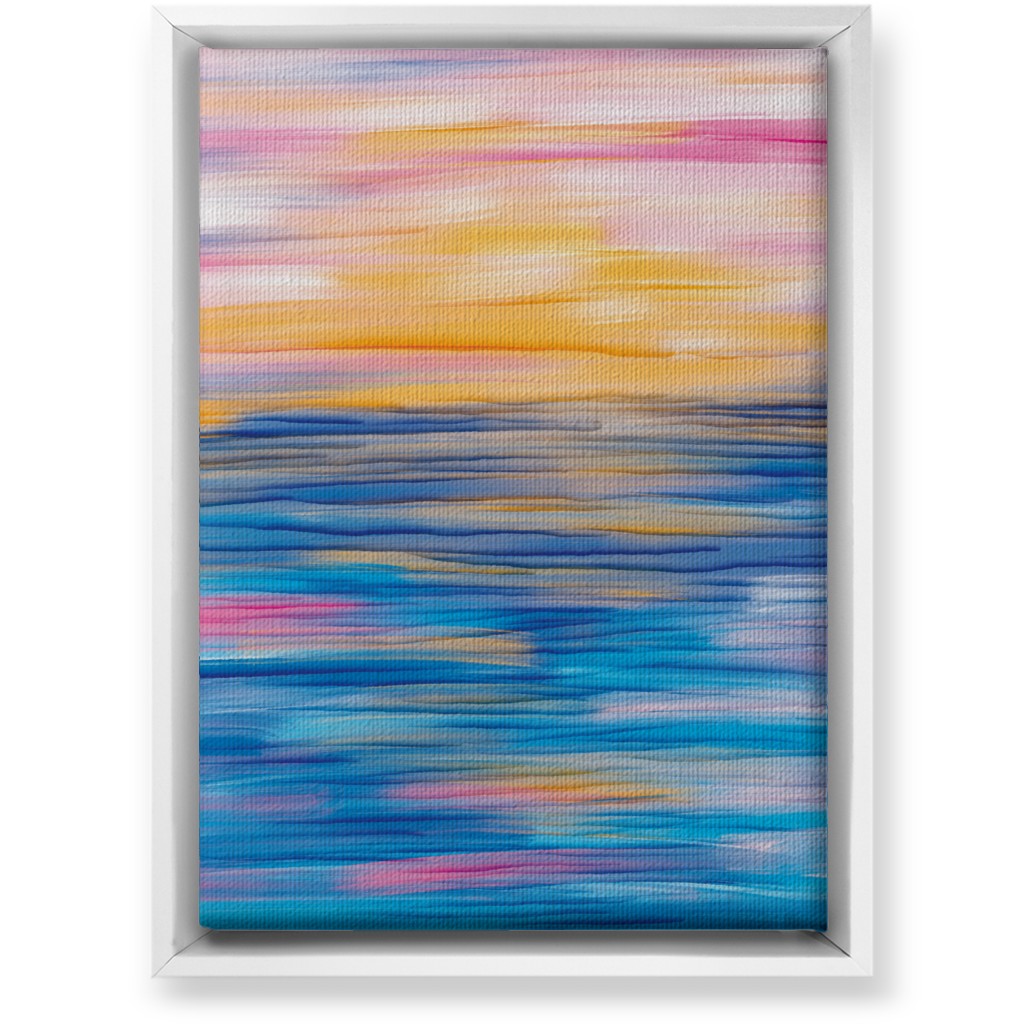Abstract Sunset Over Water - Multi Wall Art, White, Single piece, Canvas, 10x14, Multicolor