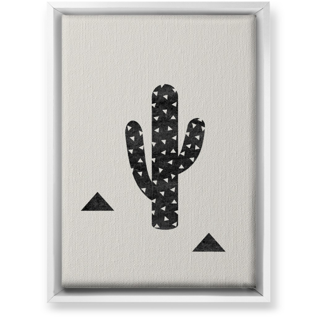 Cactus - Black and White Wall Art, White, Single piece, Canvas, 10x14, Beige