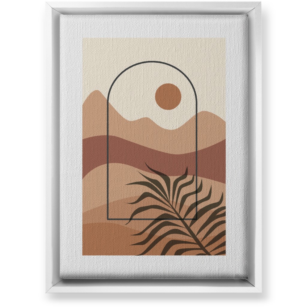 Floating Frame Abstract Mountain Landscape Wall Art, White, Single piece, Canvas, 10x14, Multicolor, Desert Rose
