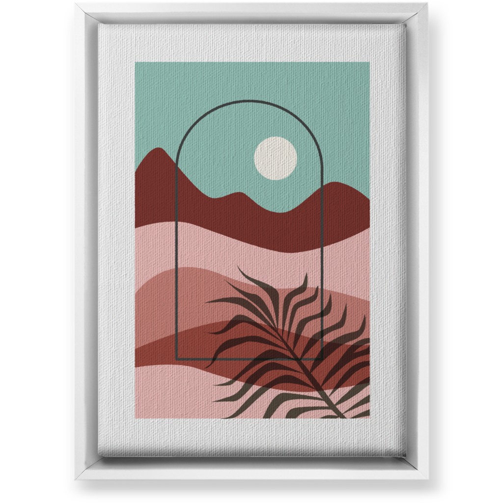 Floating Frame Abstract Mountain Landscape Wall Art, White, Single piece, Canvas, 10x14, Multicolor