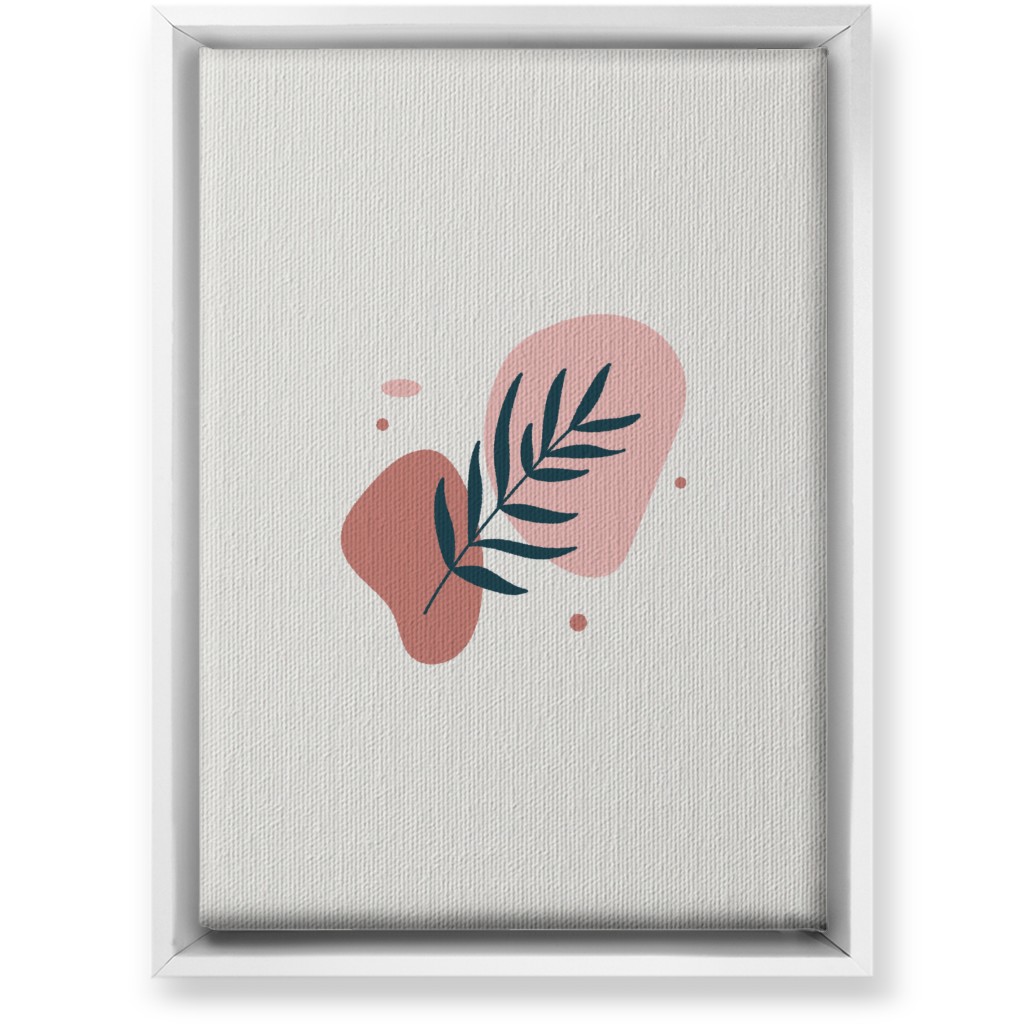 Shapes and Fern Leaf Wall Art, White, Single piece, Canvas, 10x14, Pink
