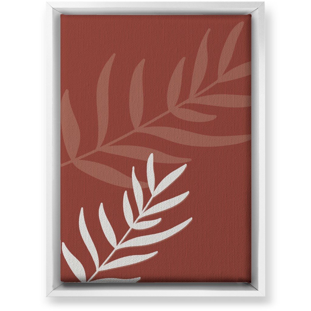 Fern Leaves in Neutral Earth Tones Wall Art, White, Single piece, Canvas, 10x14, Red, Cinnamon
