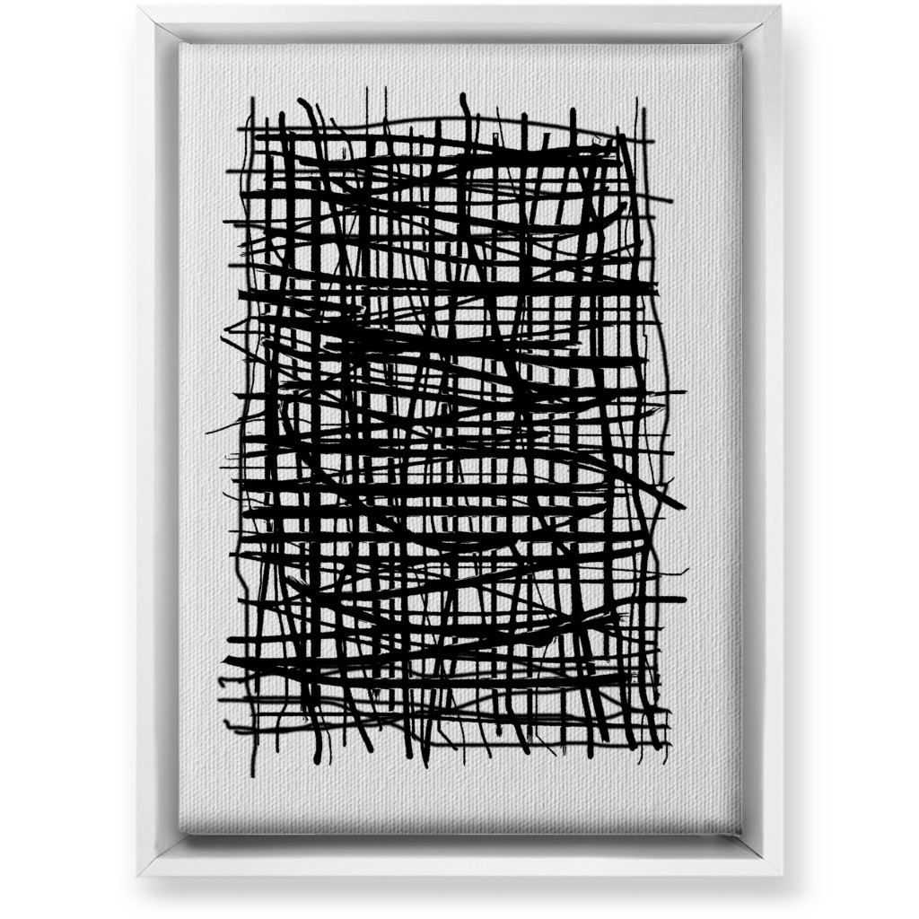 Woven Abstraction - Black on White Wall Art, White, Single piece, Canvas, 10x14, Black