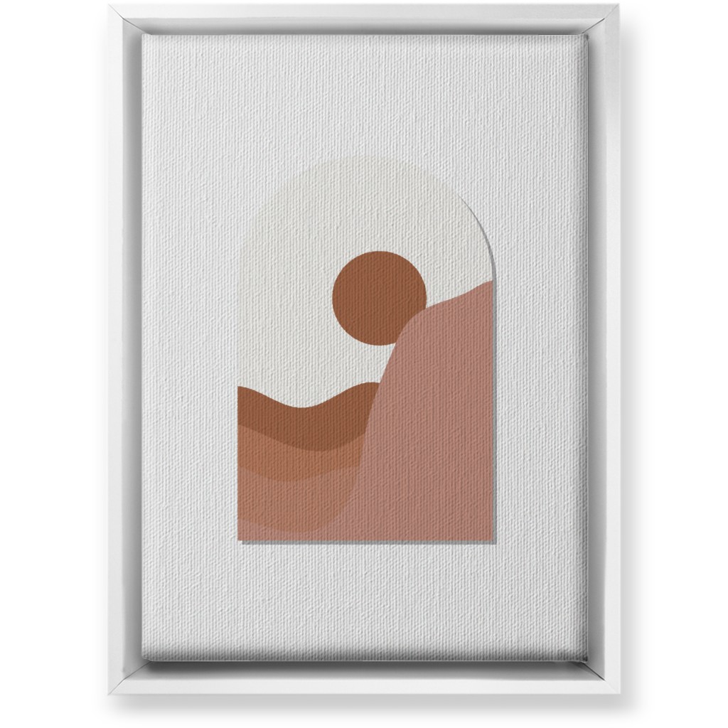 Abstract Desert Landscape in Window Daylight Wall Art, White, Single piece, Canvas, 10x14, Pink, White