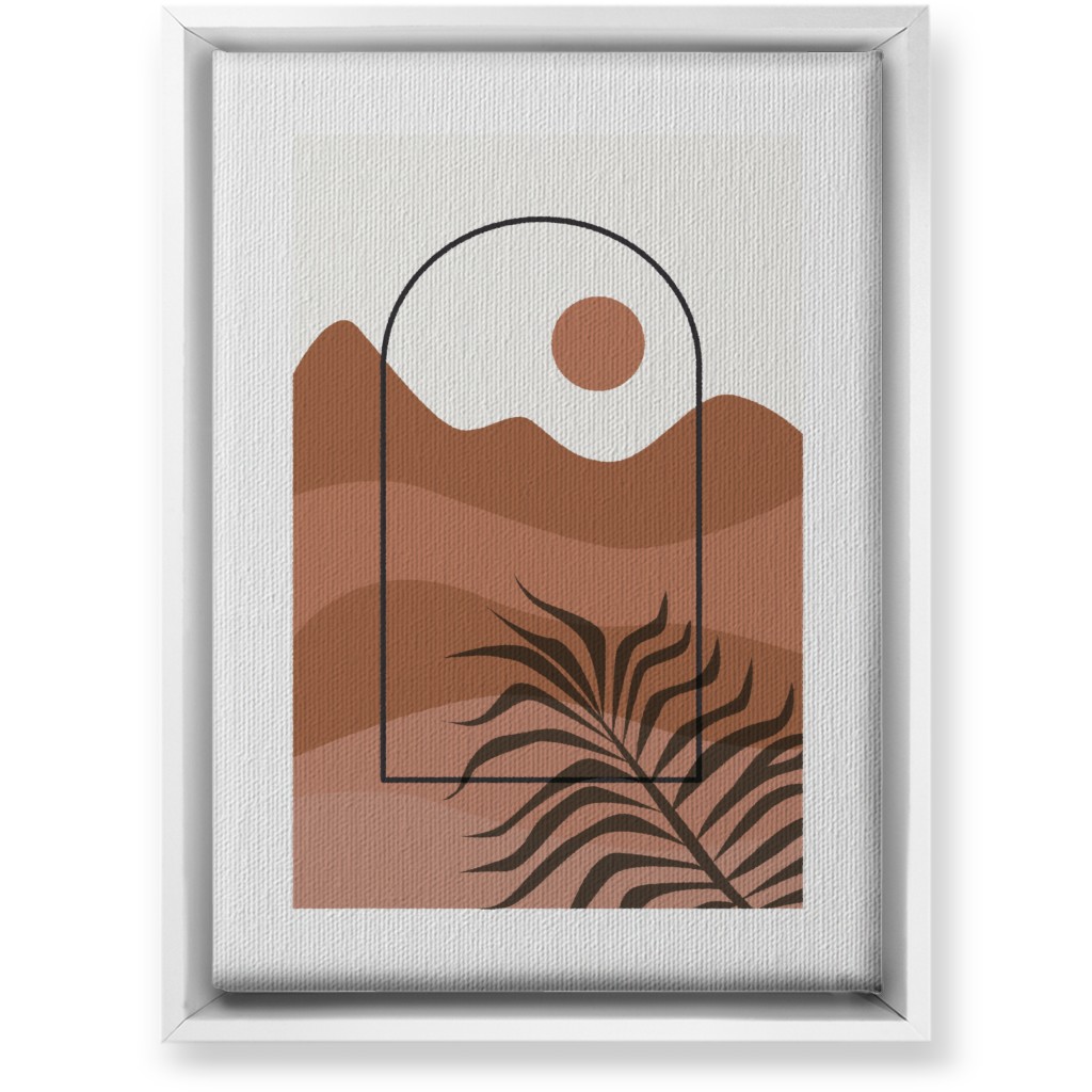 Floating Frame Abstract Mountain Landscape Wall Art, White, Single piece, Canvas, 10x14, Red, Beige