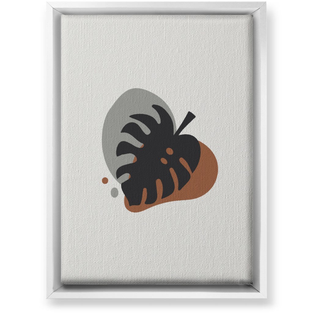 Shapes and Fern Leaf Iv Wall Art, White, Single piece, Canvas, 10x14, Brown, Silver Lining