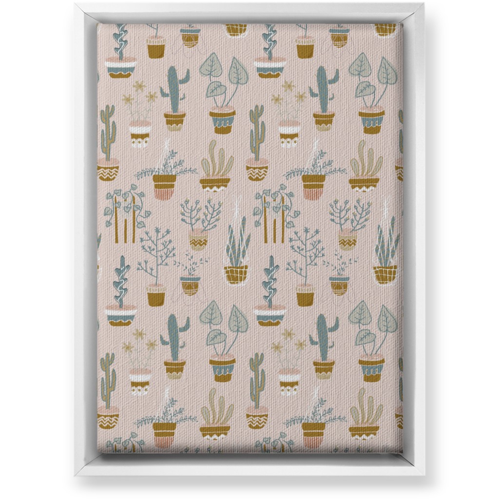 Indoor Plants - Pink Wall Art, White, Single piece, Canvas, 10x14, Pink, Bright Pink