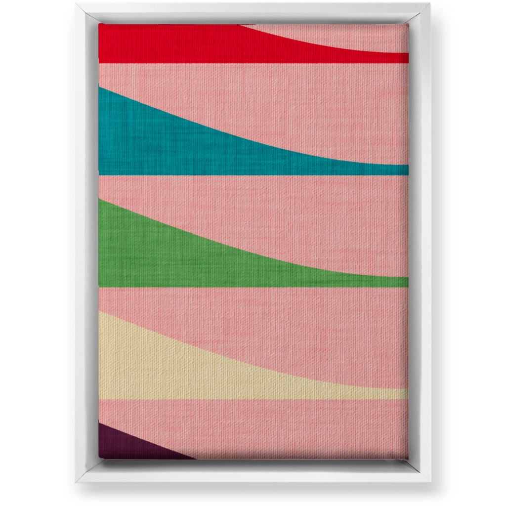 Mid Mod Waves Wall Art, White, Single piece, Canvas, 10x14, Multicolor, Light Green