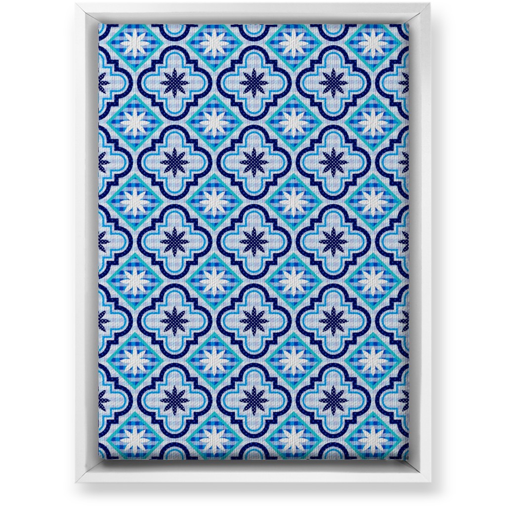 Tile Patchwork - Blue Wall Art, White, Single piece, Canvas, 10x14, Blue