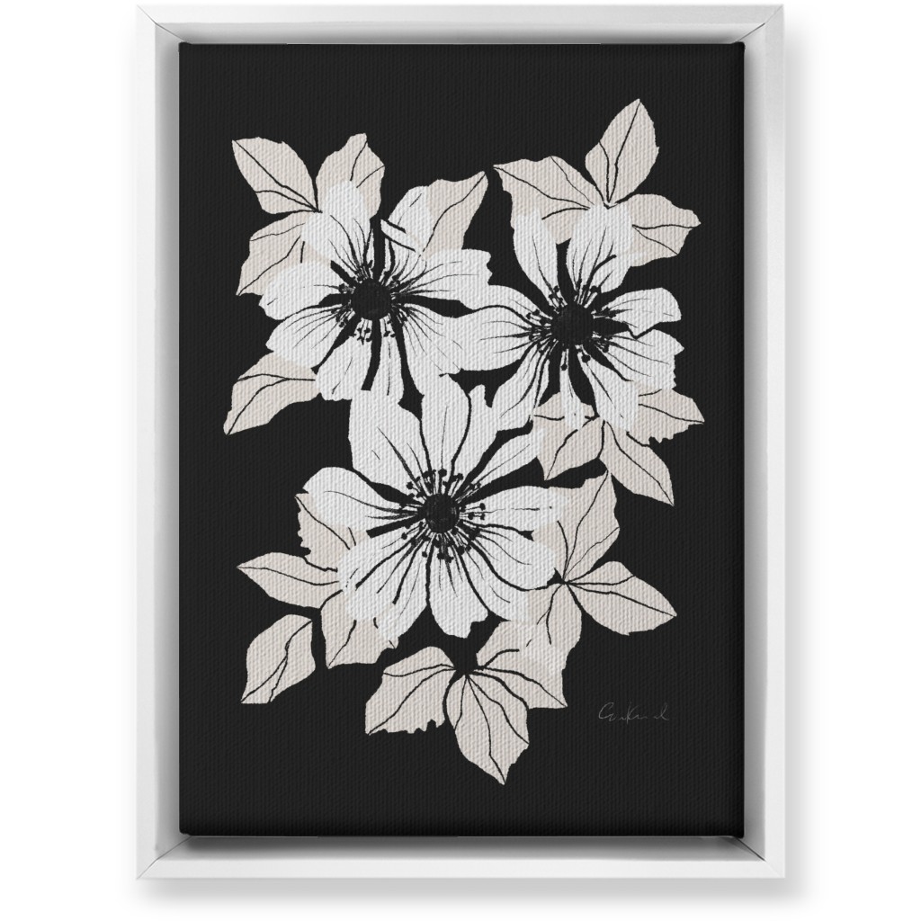 Botanical Big Anemones Wall Art, White, Single piece, Canvas, 10x14, Gray