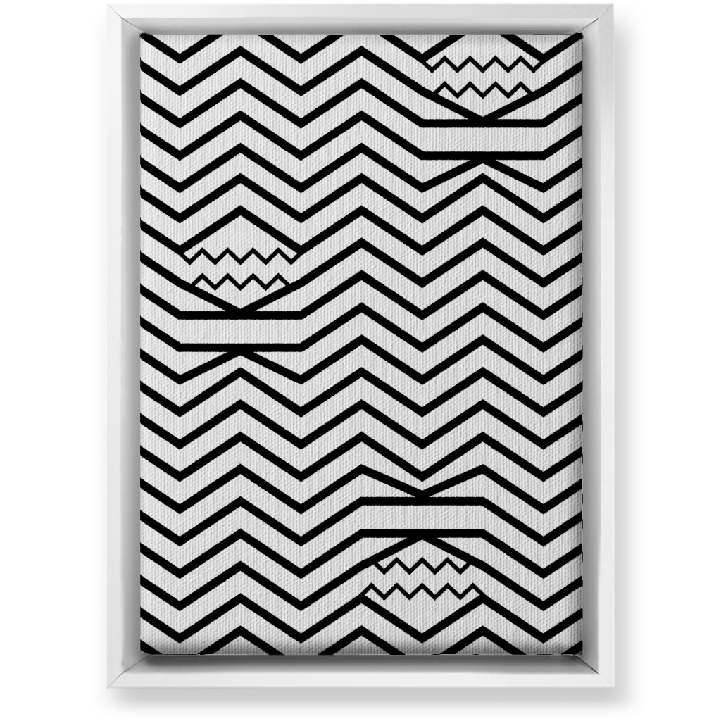 Wavy Lines - Black and White Wall Art, White, Single piece, Canvas, 10x14, Black, Black