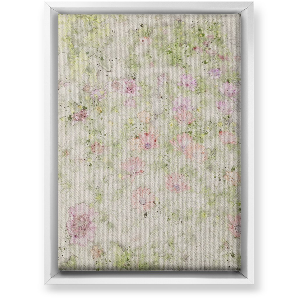 Watercolor Floral - Beige and Pink Wall Art, White, Single piece, Canvas, 10x14, Beige, Pearl