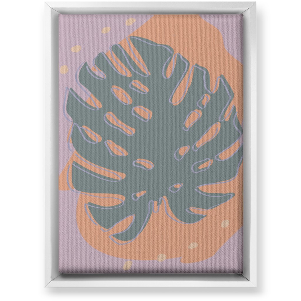 Modern Monstera Leaf - Green and Purple Wall Art, White, Single piece, Canvas, 10x14, Green, Classic Green