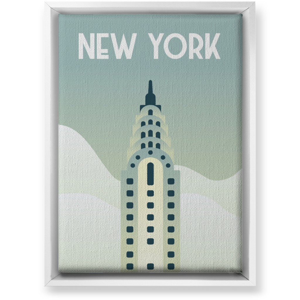 New York City Chrysler Building Wall Art, White, Single piece, Canvas, 10x14, Green