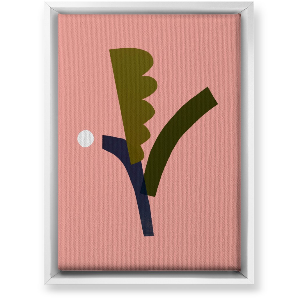 Leaves - Pink Wall Art, White, Single piece, Canvas, 10x14, Pink