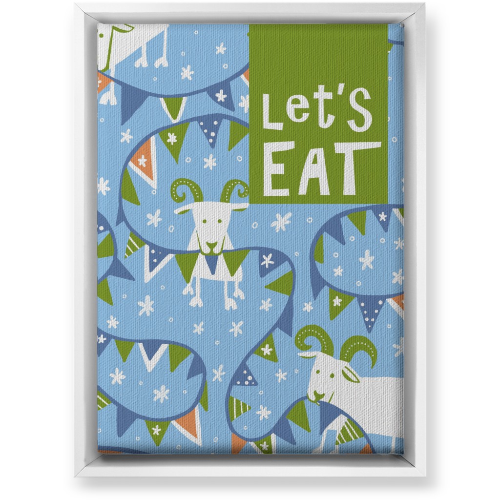 Let's Eat Munchy Goats - Blue Wall Art, White, Single piece, Canvas, 10x14, Blue, True Blue