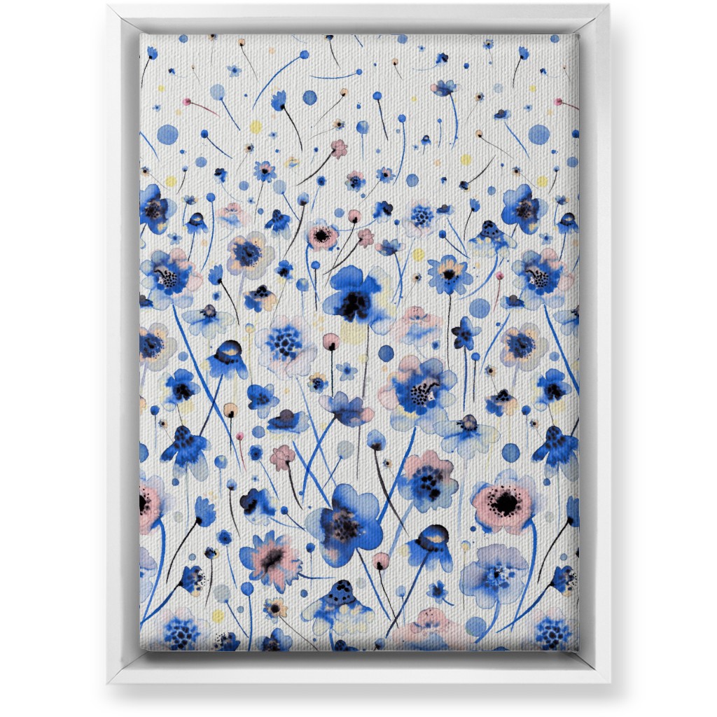 Gradation of Flowers - Blue Wall Art, White, Single piece, Canvas, 10x14, Blue, True Blue