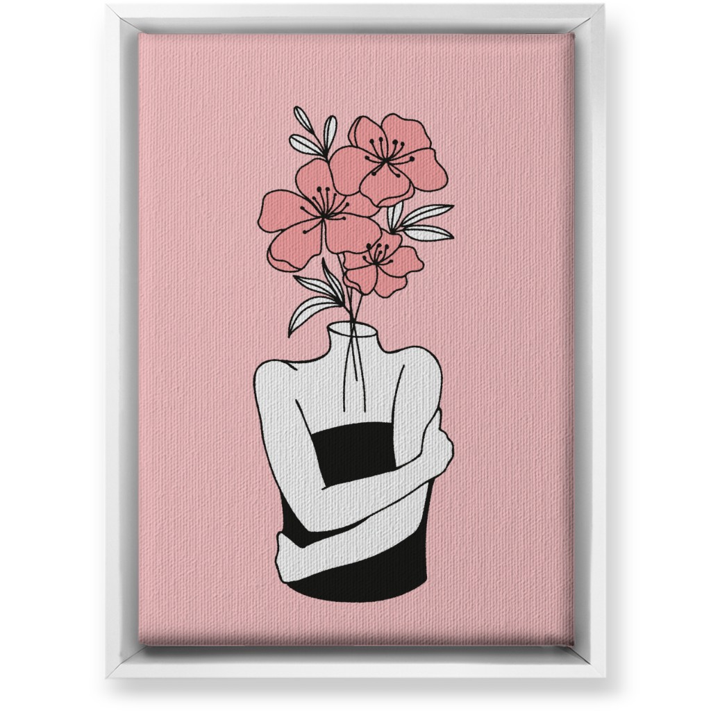 Self Love Feminine Abstract - Pink Wall Art, White, Single piece, Canvas, 10x14, Pink, Bright Pink