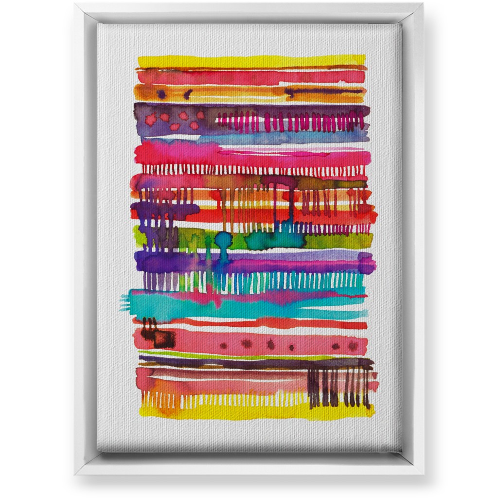 Watercolor Irregular Vainica Stripes - Multi Wall Art, White, Single piece, Canvas, 10x14, Multicolor