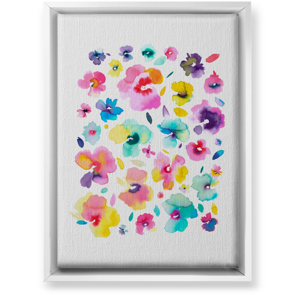 Watercolor Beautiful Flowers - Multi Wall Art, White, Single piece, Canvas, 10x14, Multicolor