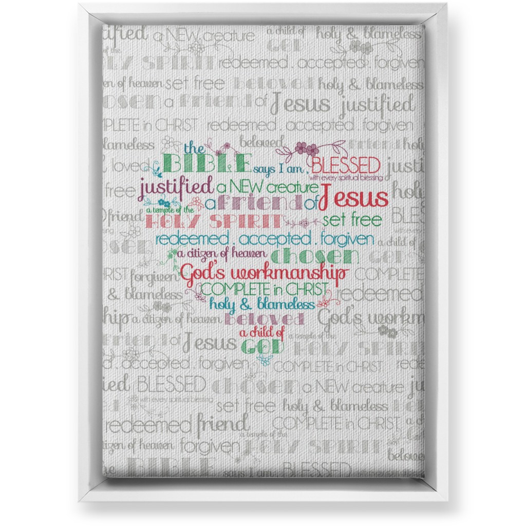 the Bible Says I Am - Multi on Neutral Wall Art, White, Single piece, Canvas, 10x14, Gray