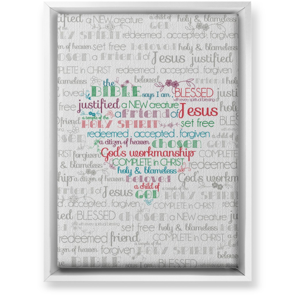 the Bible Says I Am - Multi on Neutral Wall Art, White, Single piece, Canvas, 10x14, Gray, Gray