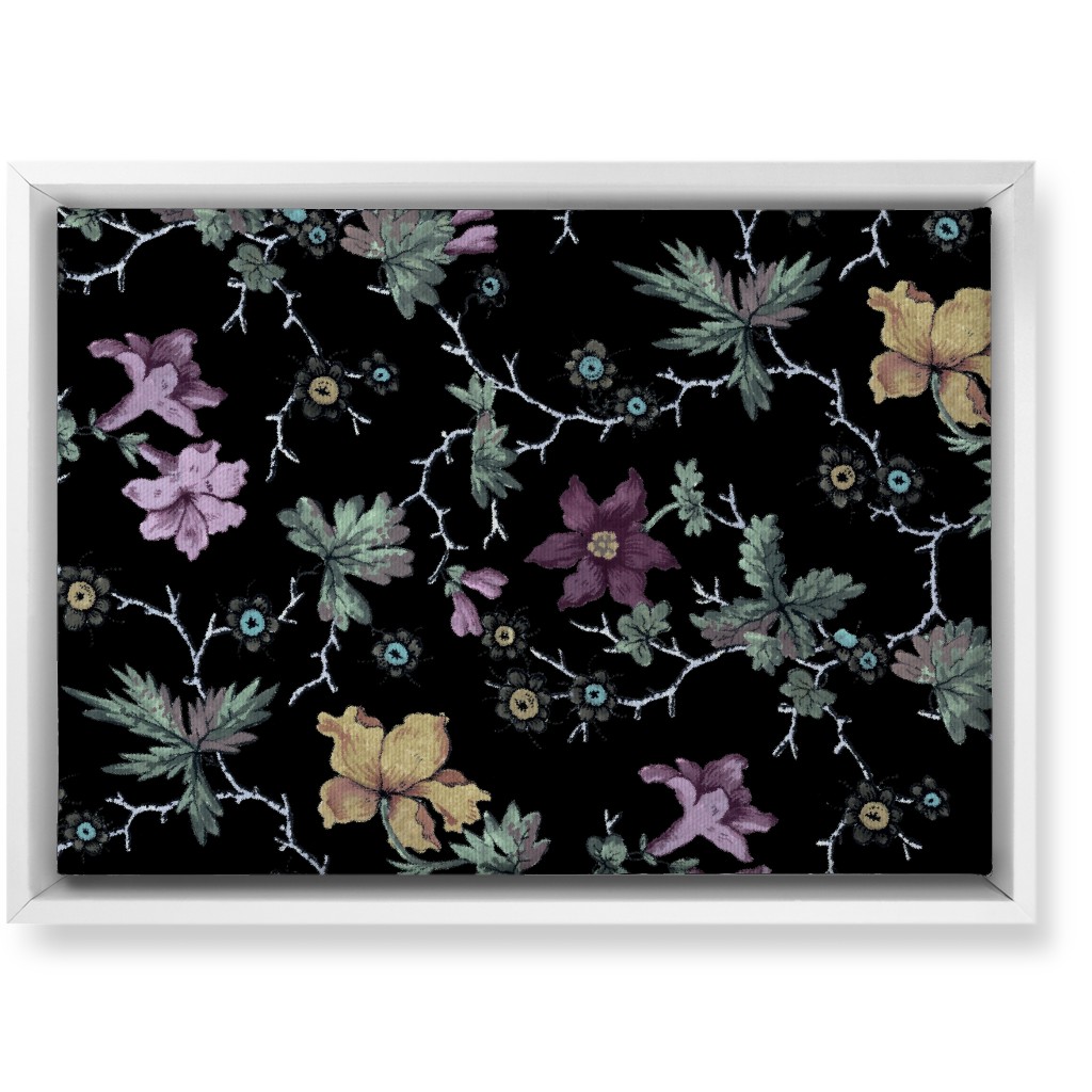 Geneva Floral Watercolor - Multi on Black Wall Art, White, Single piece, Canvas, 10x14, Black, Black