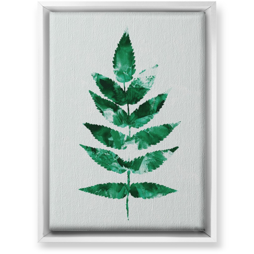 Botanical Leaf Wall Art, White, Single piece, Canvas, 10x14, Green