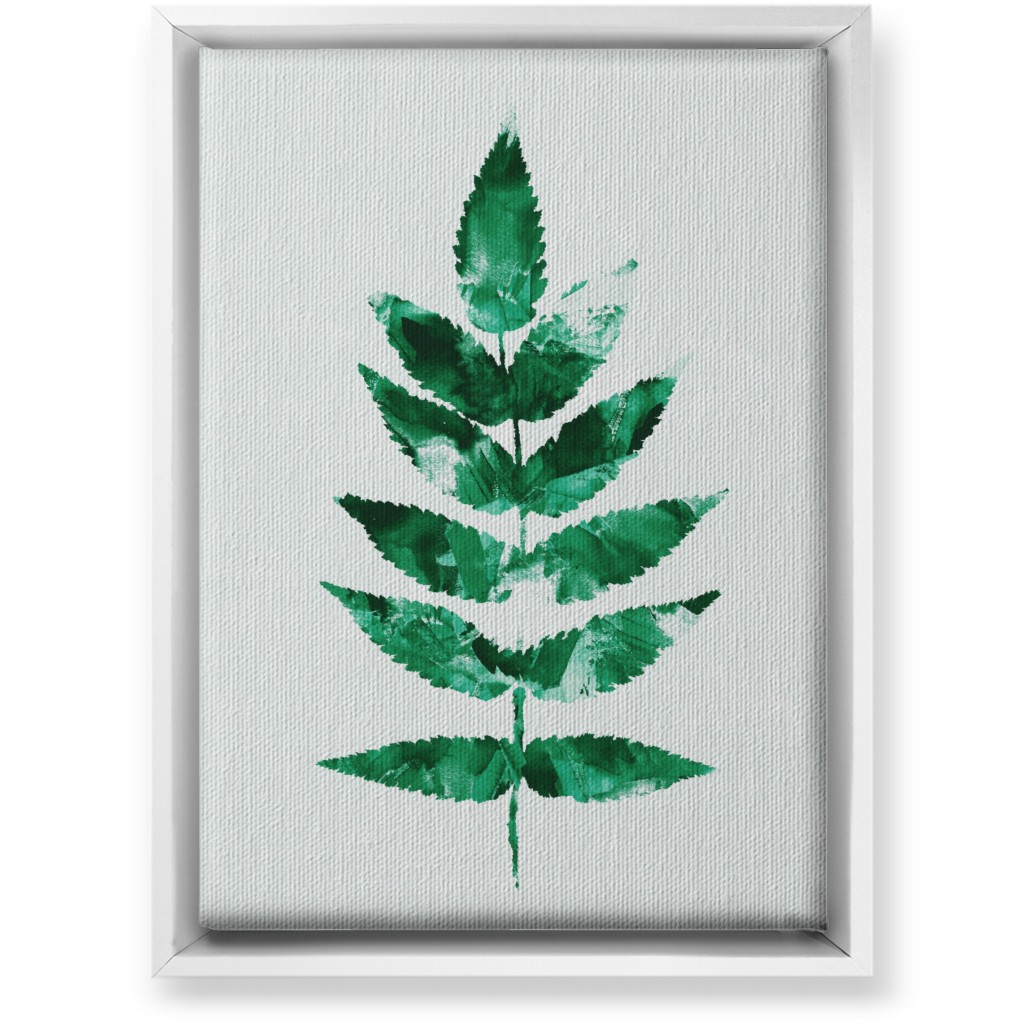 Botanical Leaf Wall Art, White, Single piece, Canvas, 10x14, Green, Verdant