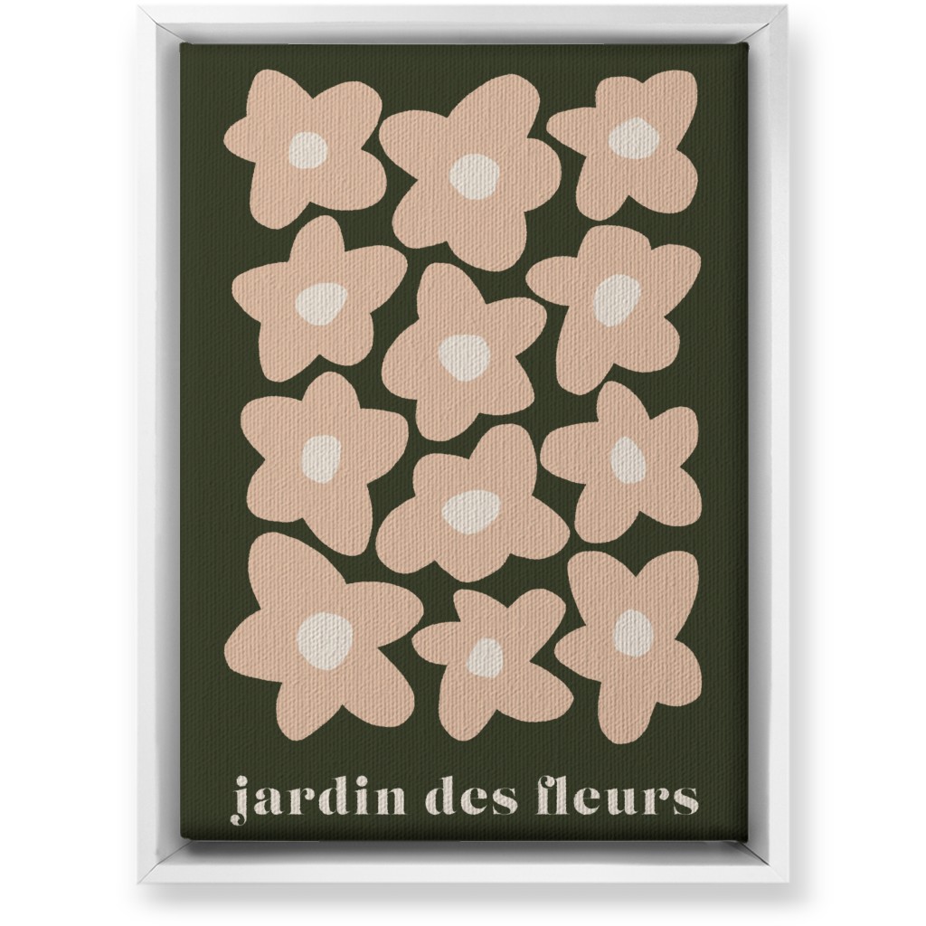 Botanical Graphic Retro Flower Garden Wall Art, White, Single piece, Canvas, 10x14, Green