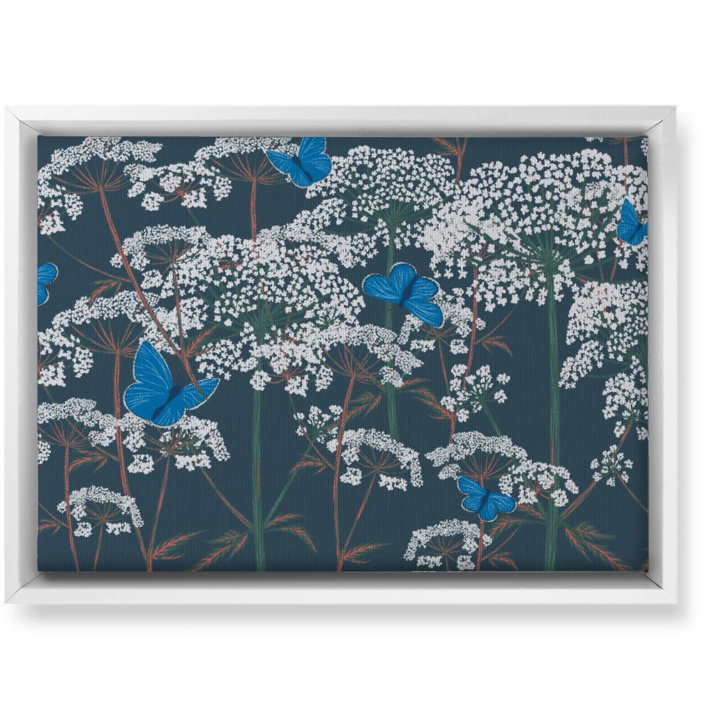 Queen Annes Lace - Green and Blue Wall Art, White, Single piece, Canvas, 10x14, Blue