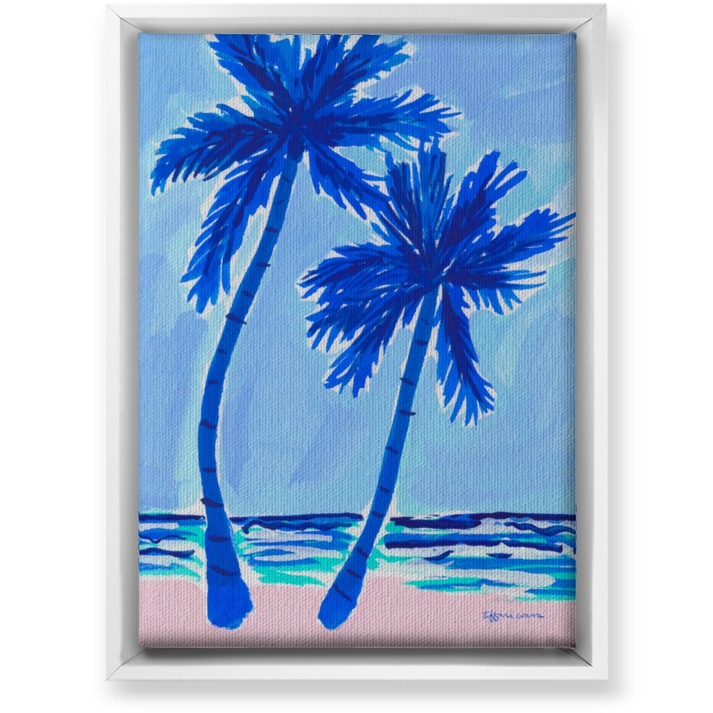 Palm Beach Vibes - Blue Wall Art, White, Single piece, Canvas, 10x14, Blue