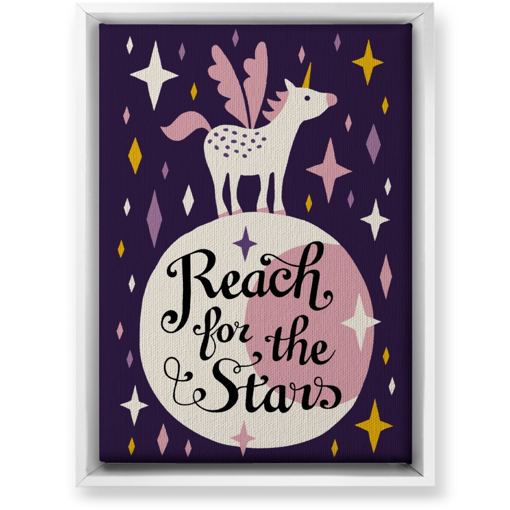 Unicorn Reach for the Stars - Pink & Purple Wall Art, White, Single piece, Canvas, 10x14, Pink