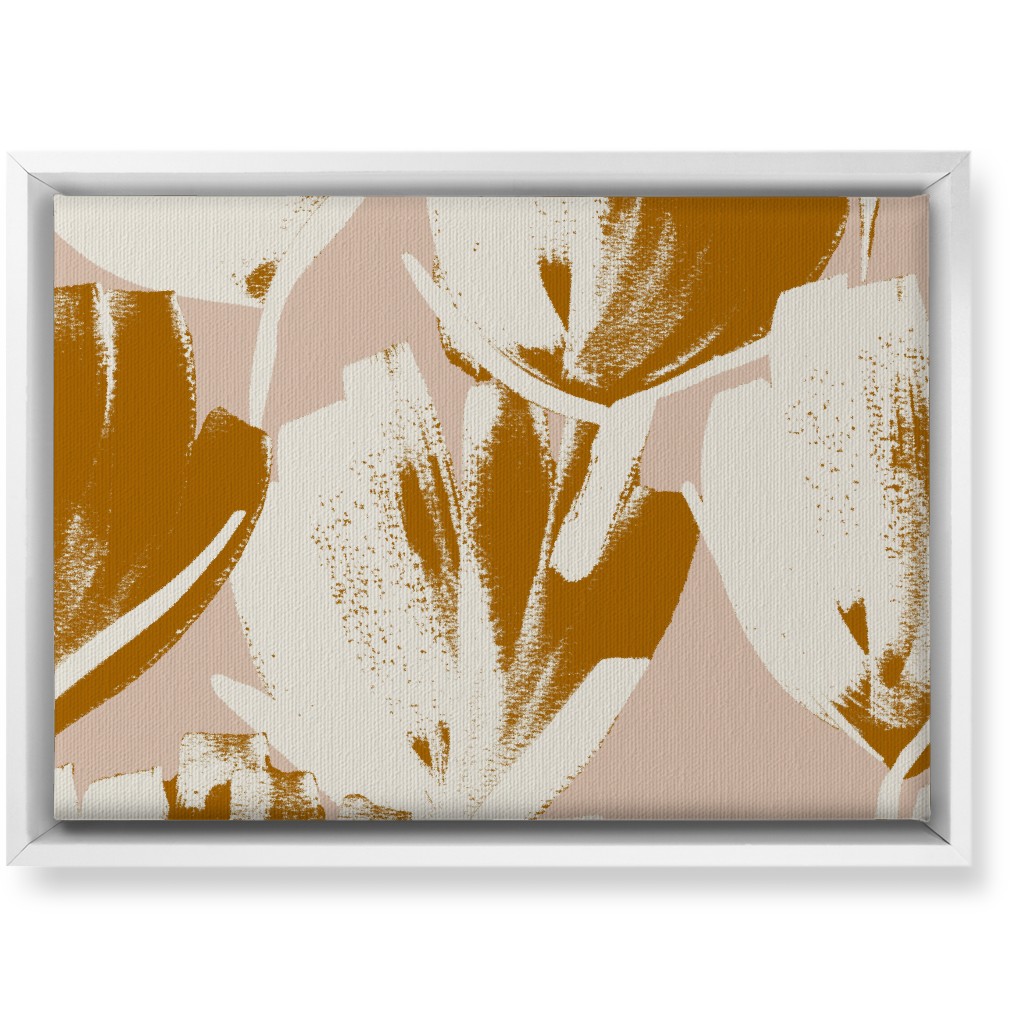 Flowers - Mustard Wall Art, White, Single piece, Canvas, 10x14, Pink, Bright Pink
